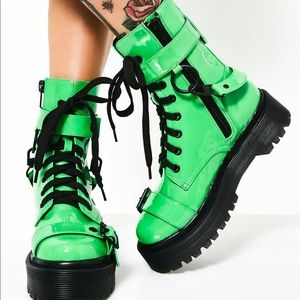 Slime green platform boots